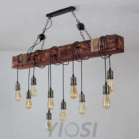 Wooden Hanging Multi Chandelier - Hemp Rope-1-Yiosilamp