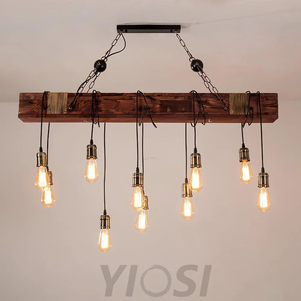 Wooden Hanging Multi Chandelier - Hemp Rope-1-Yiosilamp