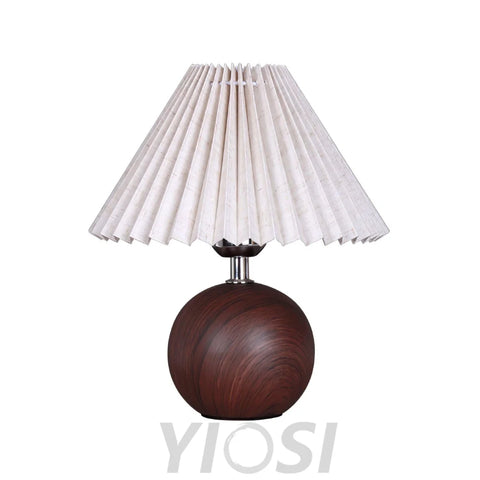 Wooden Pleated Table Lamp ∅ 11″ - Wood-1-Yiosilamp