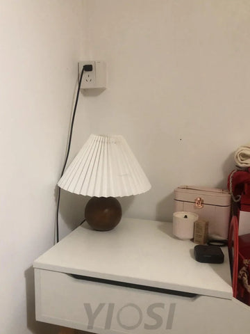 Wooden Pleated Table Lamp ∅ 11″ - Wood-1-Yiosilamp