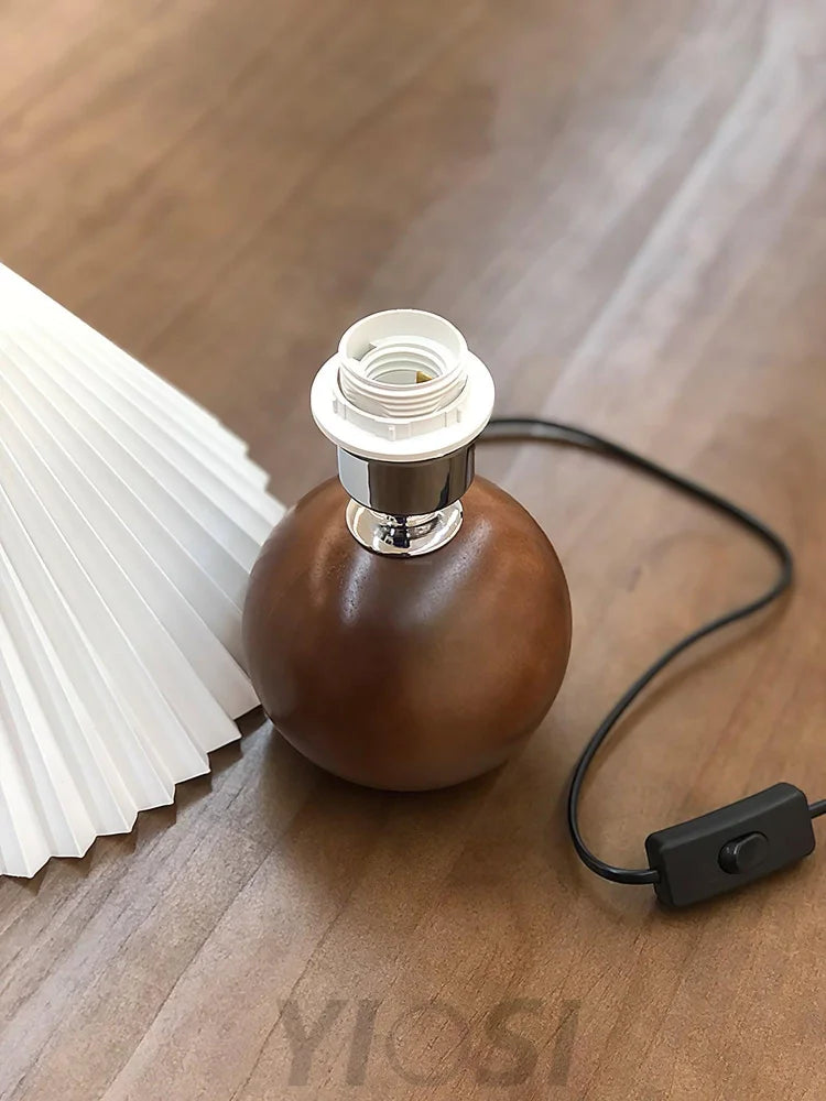 Wooden Pleated Table Lamp ∅ 11″ - Wood-1-Yiosilamp