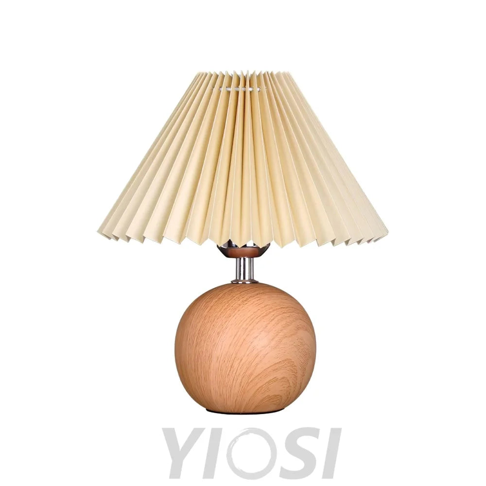 Wooden Pleated Table Lamp ∅ 11″ - Wood-1-Yiosilamp