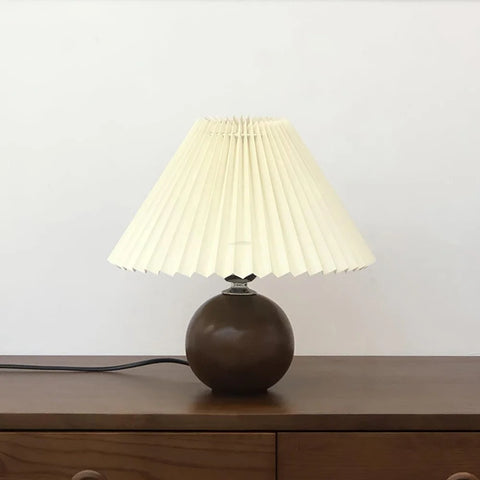 Wooden Pleated Table Lamp ∅ 11″ - Wood-1-Yiosilamp