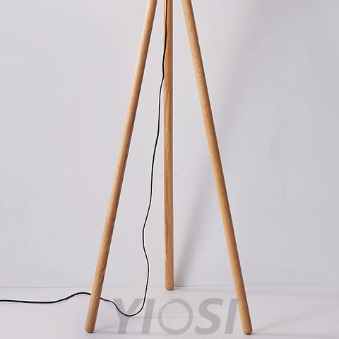 Wooden Pumpkin Floor Lamp  ∅ 17.7″ - Wood-1-Yiosilamp