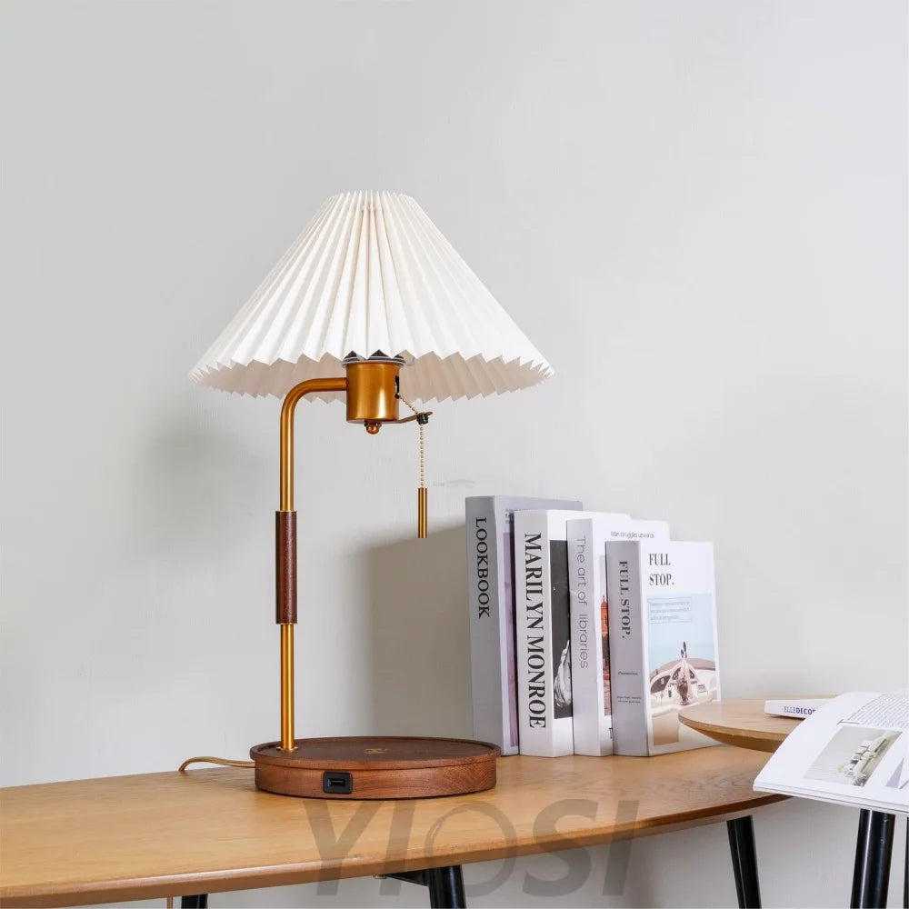 Wooden Retro Table Lamp ∅ 12.2″ - Wood-1-Yiosilamp