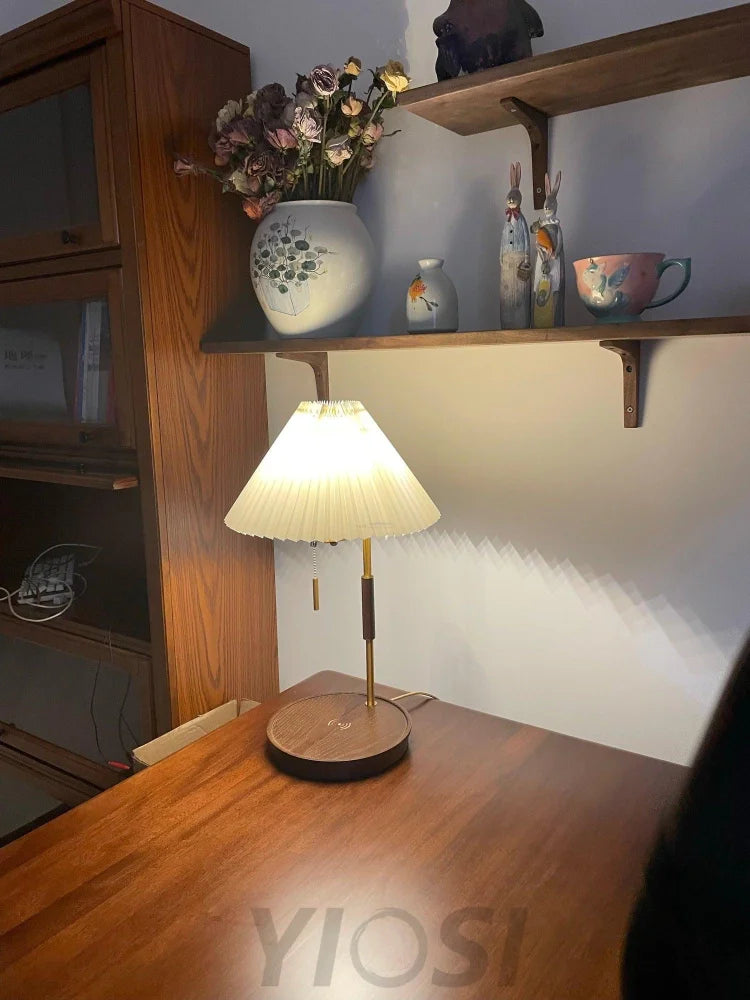 Wooden Retro Table Lamp ∅ 12.2″ - Wood-1-Yiosilamp