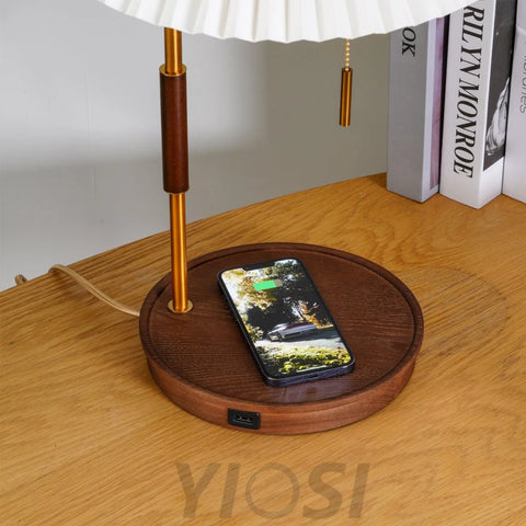 Wooden Retro Table Lamp ∅ 12.2″ - Wood-1-Yiosilamp