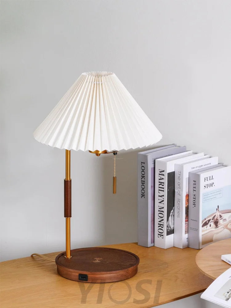 Wooden Retro Table Lamp ∅ 12.2″ - Wood-1-Yiosilamp