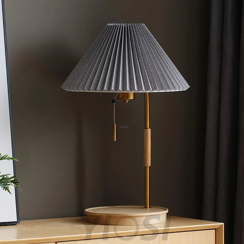 Wooden Retro Table Lamp ∅ 12.2″ - Wood-1-Yiosilamp