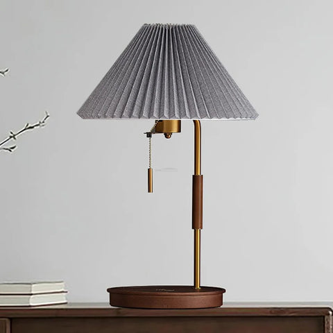 Wooden Retro Table Lamp ∅ 12.2″ - Wood-1-Yiosilamp