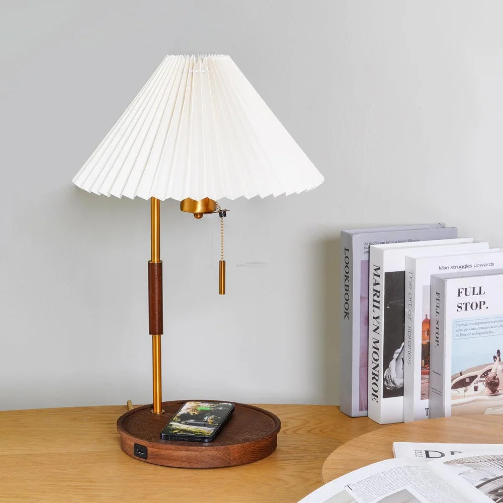 Wooden Retro Table Lamp ∅ 12.2″ - Wood-1-Yiosilamp