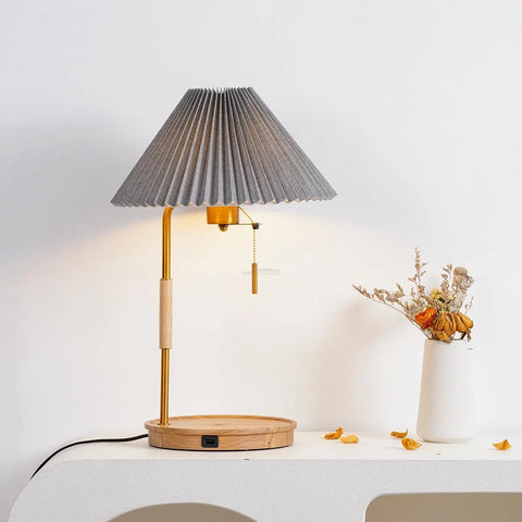 Wooden Retro Table Lamp ∅ 12.2″ - Wood-1-Yiosilamp