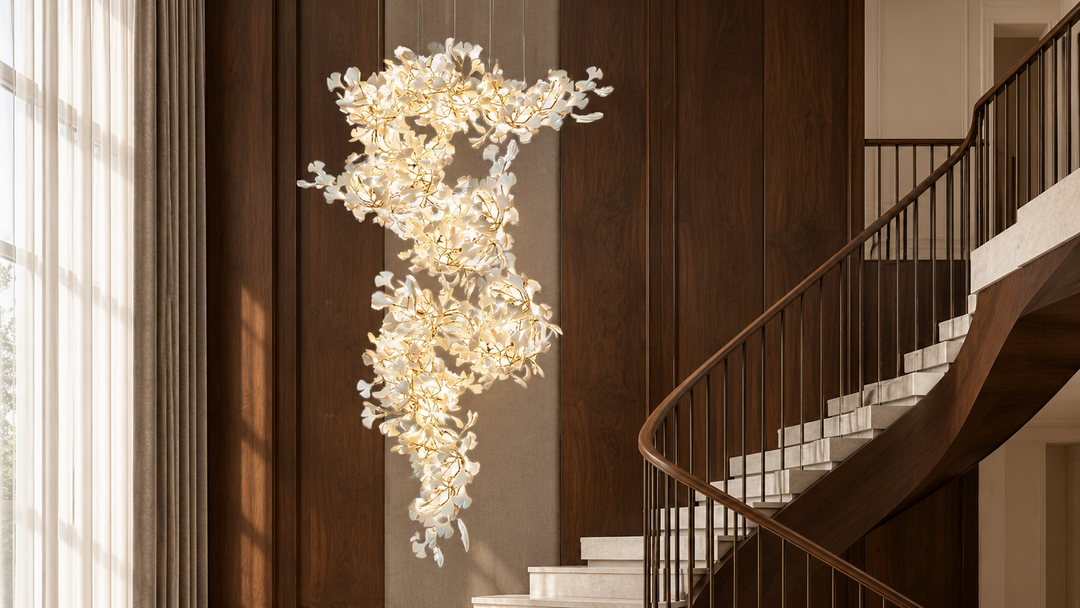 Ginkgo Swirl Staircase Chandelier
