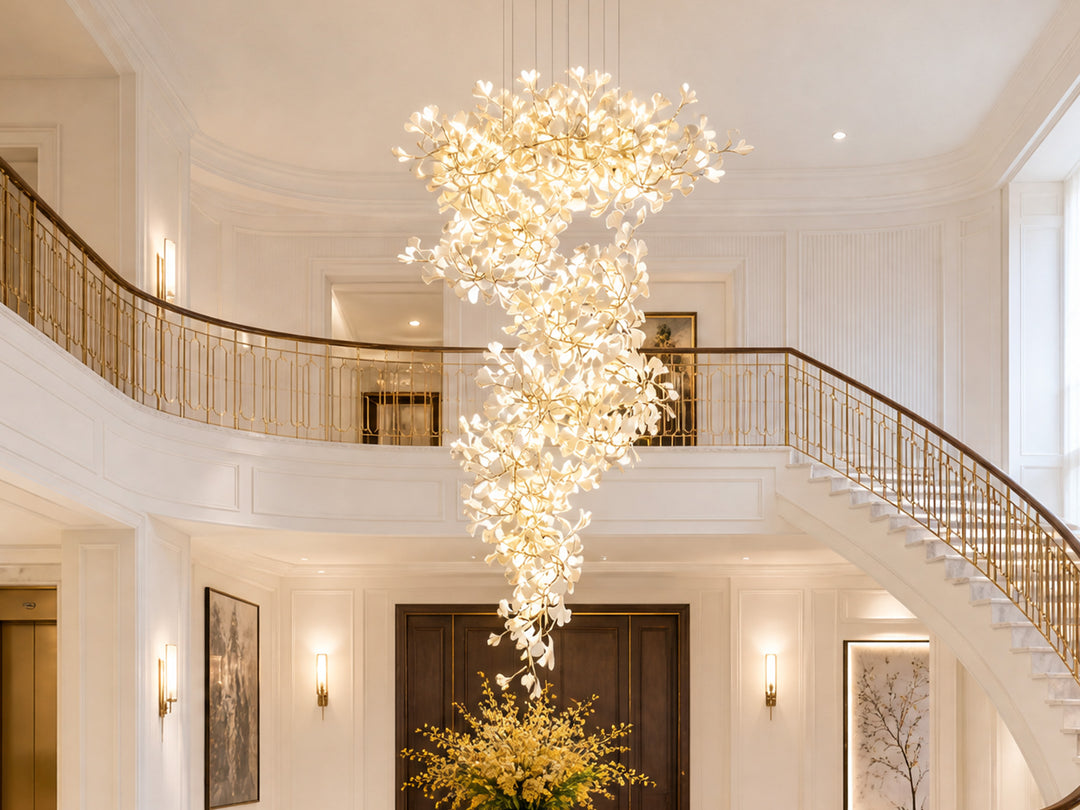 Ginkgo Swirl Staircase Chandelier