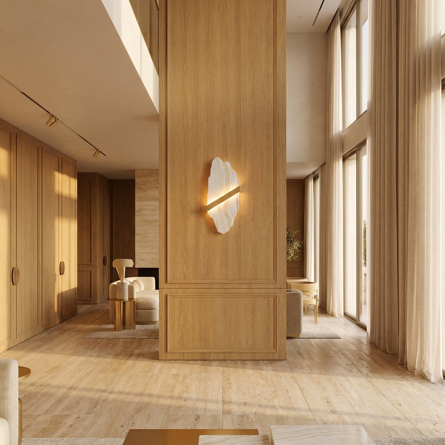 Yiosi Amber Mini Natural Stone Wall Sconce - scene-1