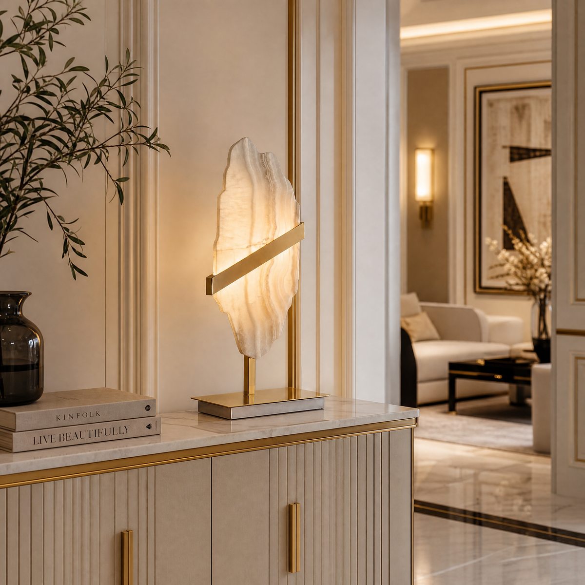 Yiosi Amber Mini Natural Stone Wall Sconce