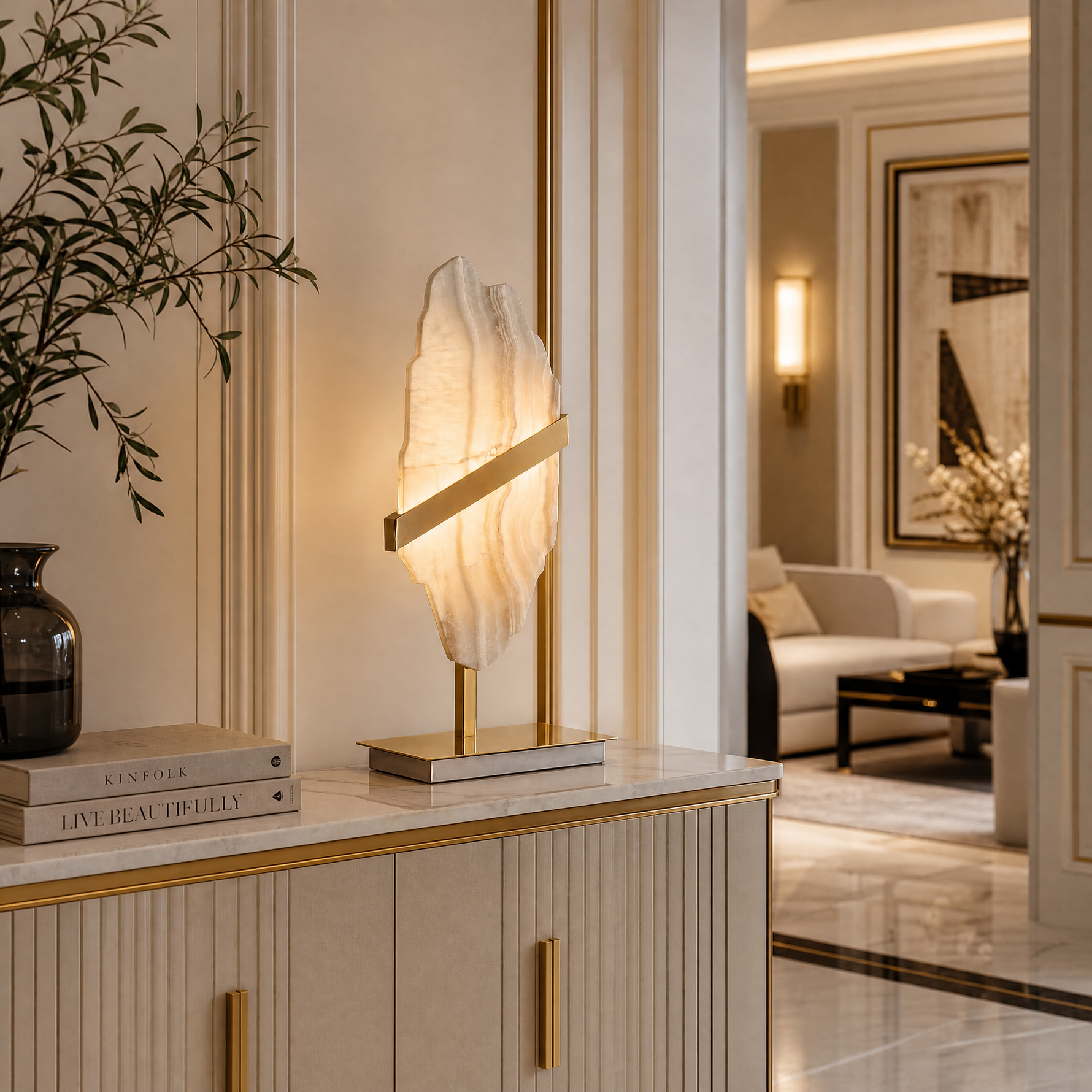 Yiosi Amber Mini Natural Stone Wall Sconce