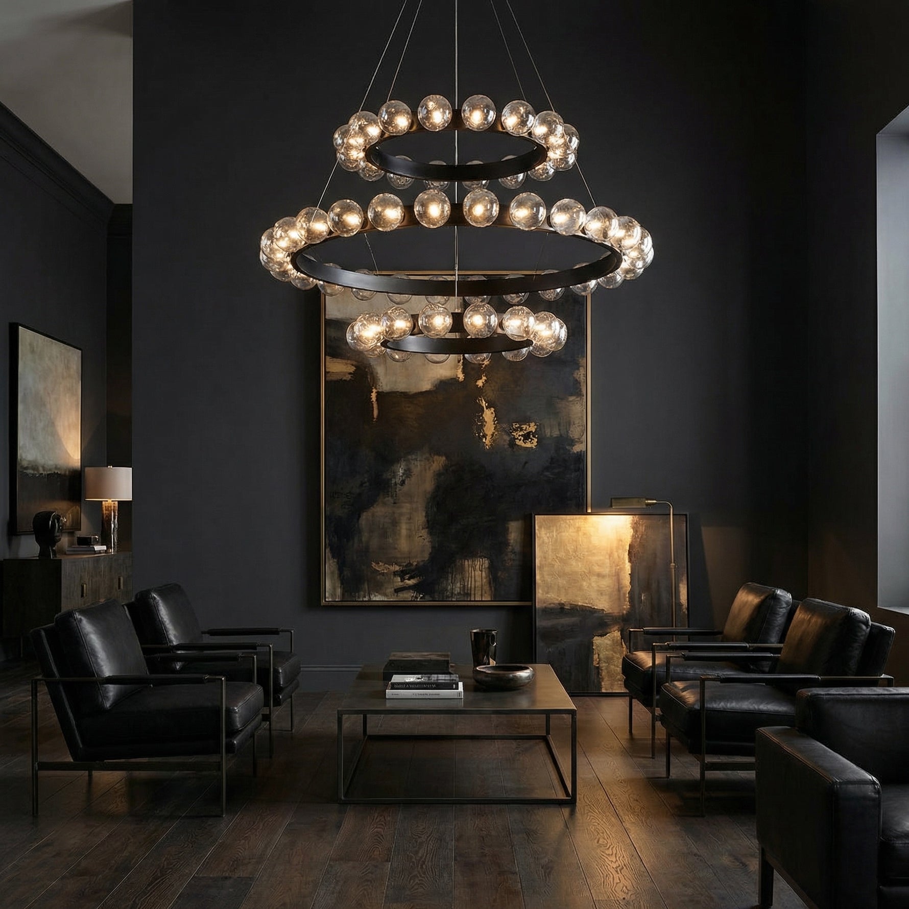 Yiosi Bubbles 3-Tier Nested Glass Pendant Light - scene-1