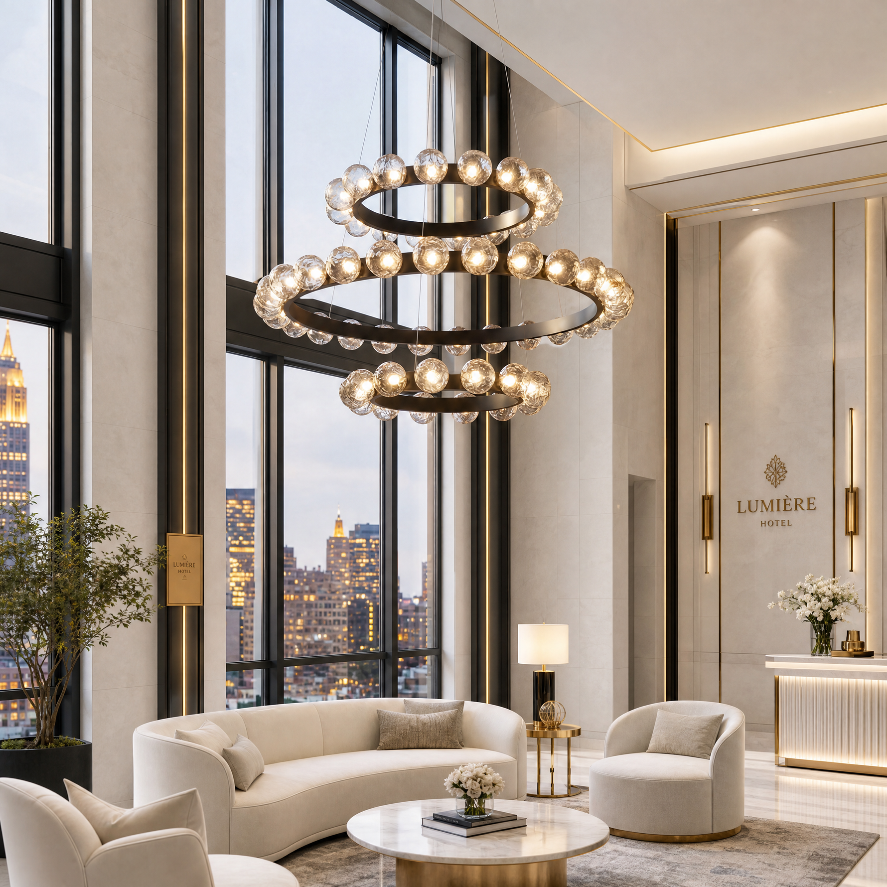 Yiosi Bubbles 3-Tier Nested Glass Chandelier