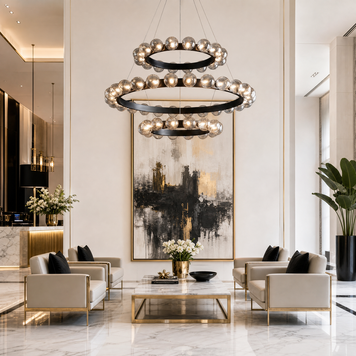 Yiosi Bubbles 3-Tier Nested Glass Chandelier