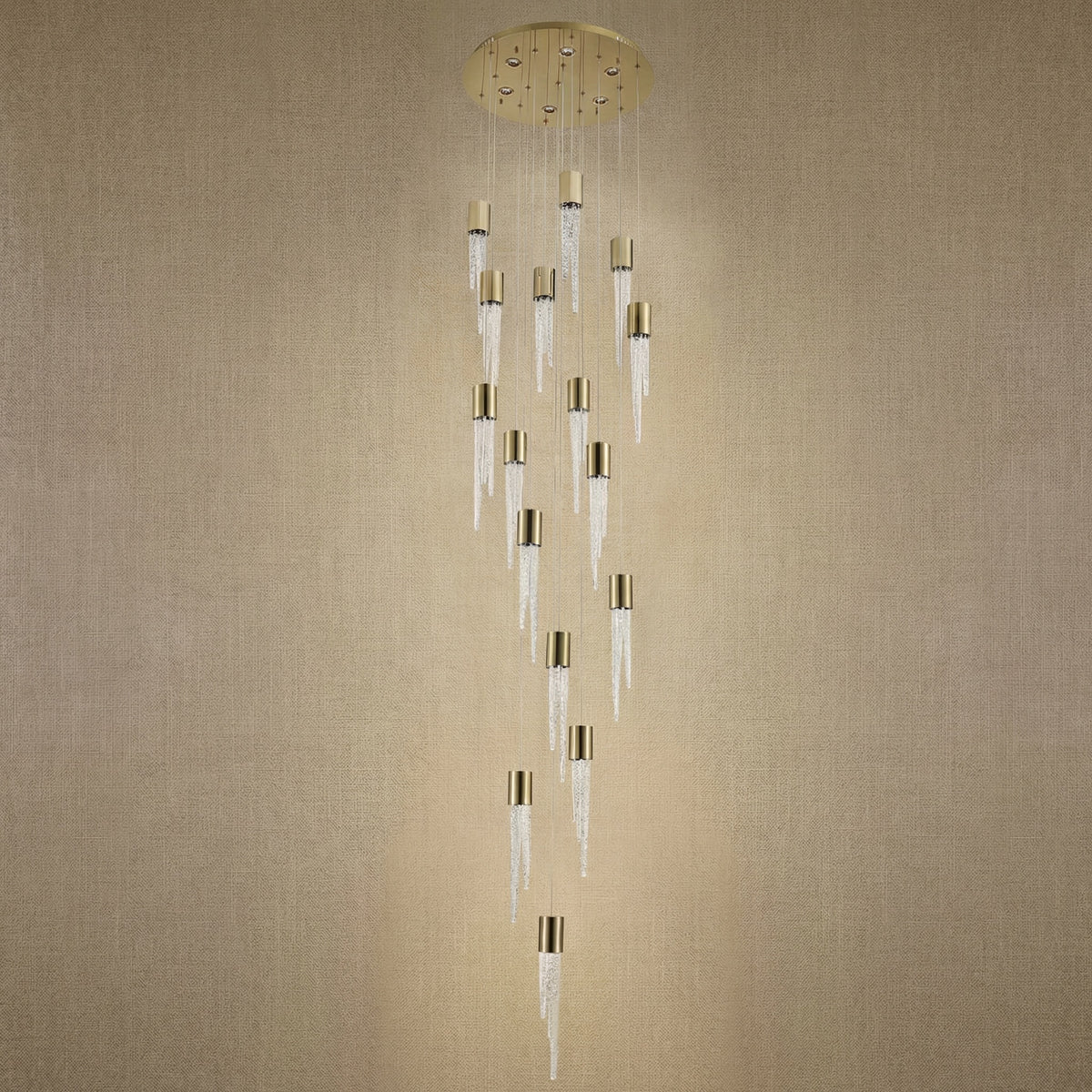Yiosi Candlelight Cascading Glass Pendant Light 24" Style A - dark