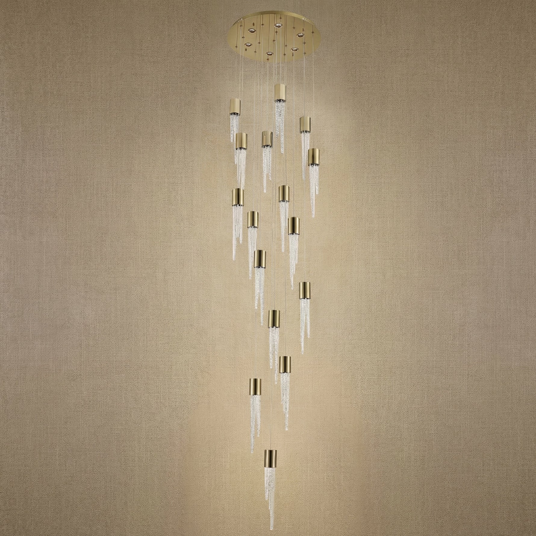Yiosi Candlelight Cascading Glass Pendant Light 24" Style A - dark