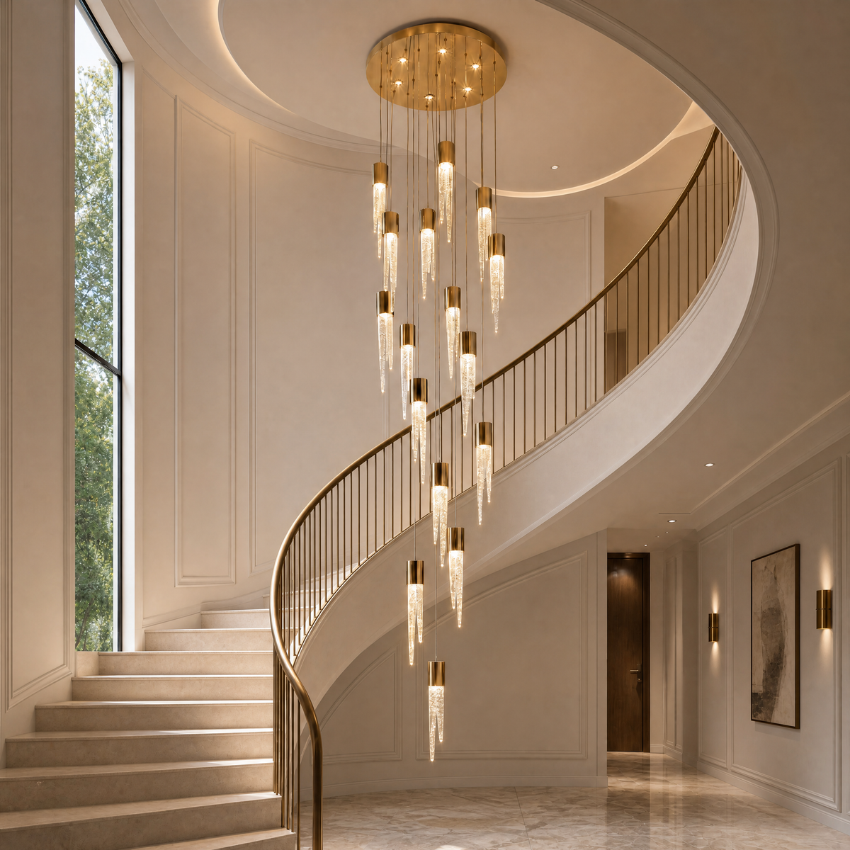 Yiosi Candlelight Cascading Glass Chandelier 24" Style A