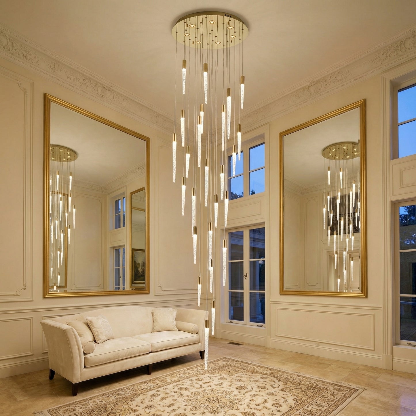 Yiosi Candlelight Cascading Glass Pendant Light 24" Style B - scene-1