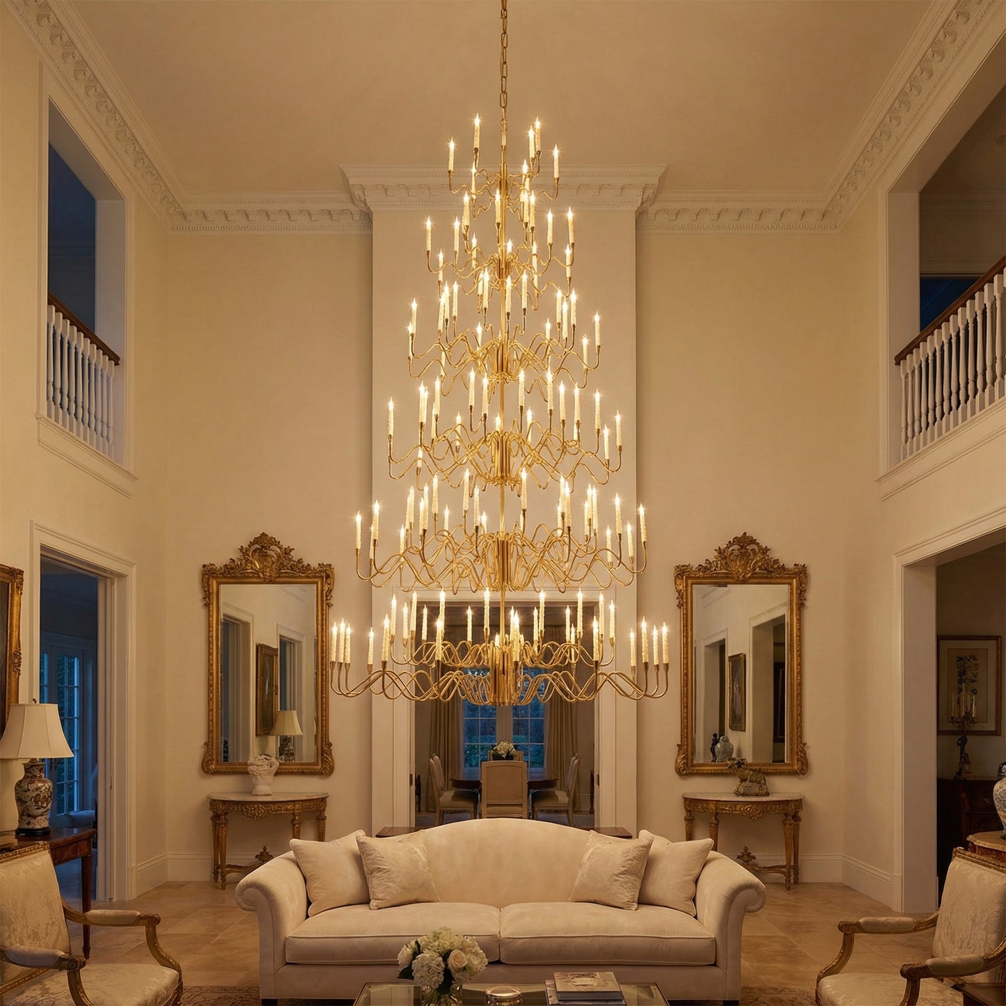 Yiosi Candlelight Cascading Glass Pendant Light 63" - scene-1