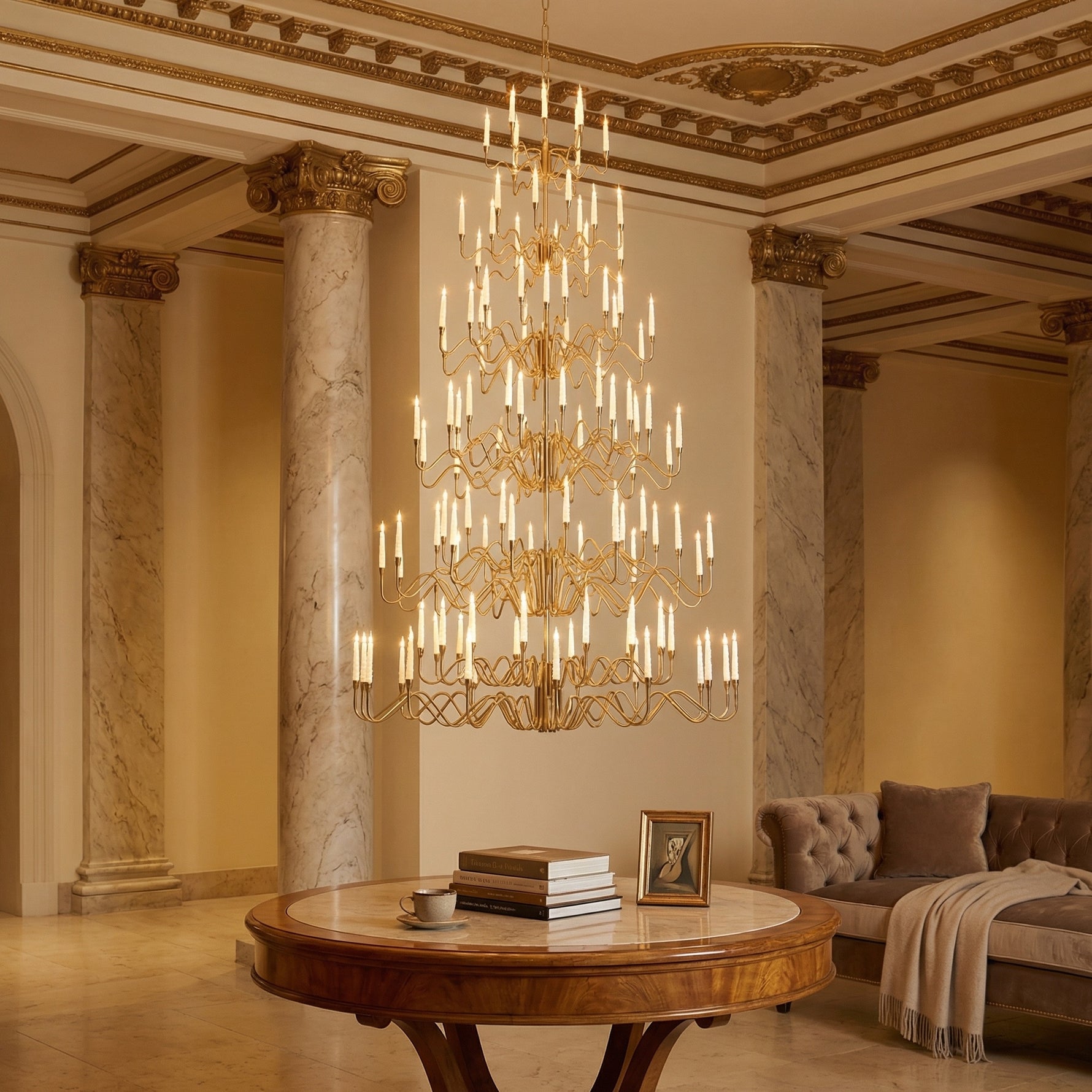 Yiosi Candlelight Cascading Glass Pendant Light 63" - scene-3