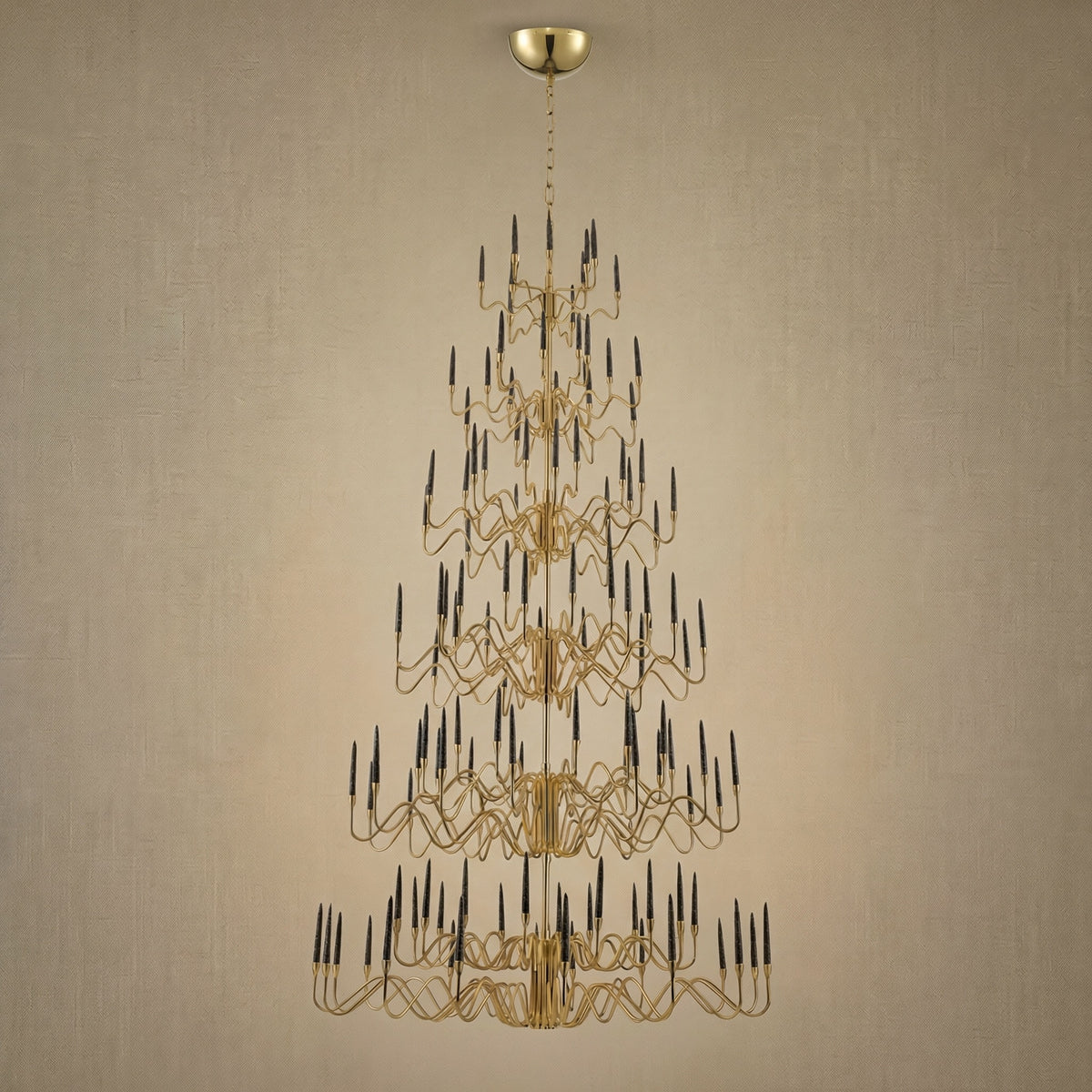Yiosi Candlelight Cascading Glass Pendant Light 63" - dark