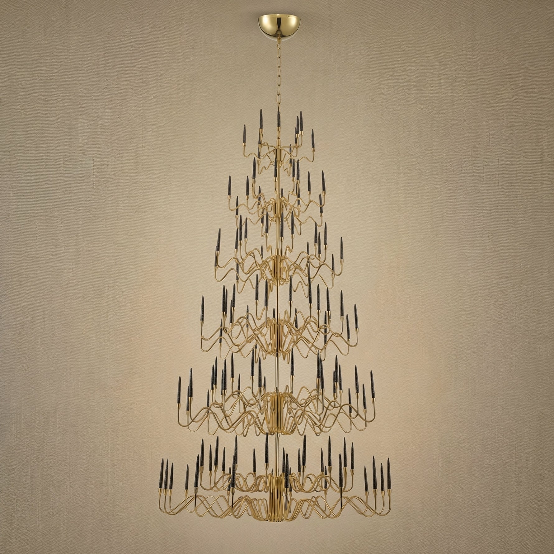 Yiosi Candlelight Cascading Glass Pendant Light 63" - dark