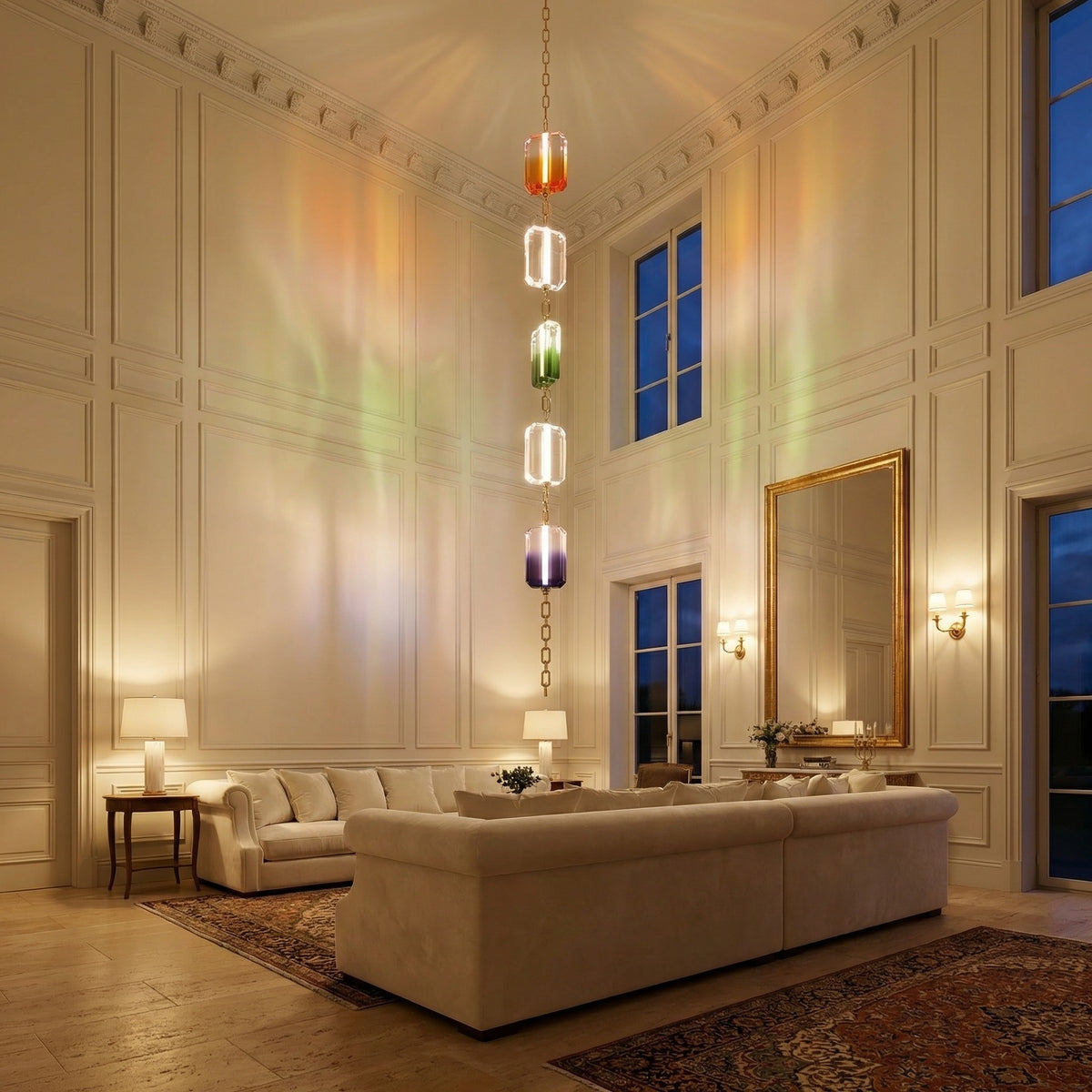 Yiosi Color Cascading Crystal Pendant Light 6" - scene-1