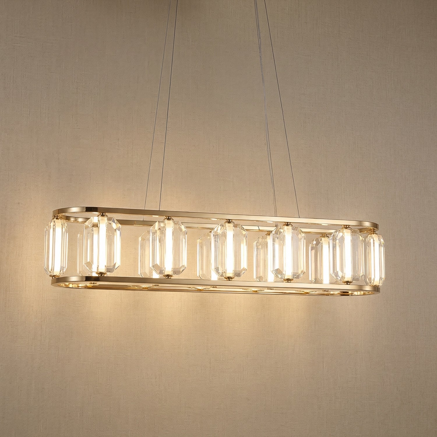 Yiosi Color Oval Crystal Pendant Light 47" - 47" Linear (L1200mm)