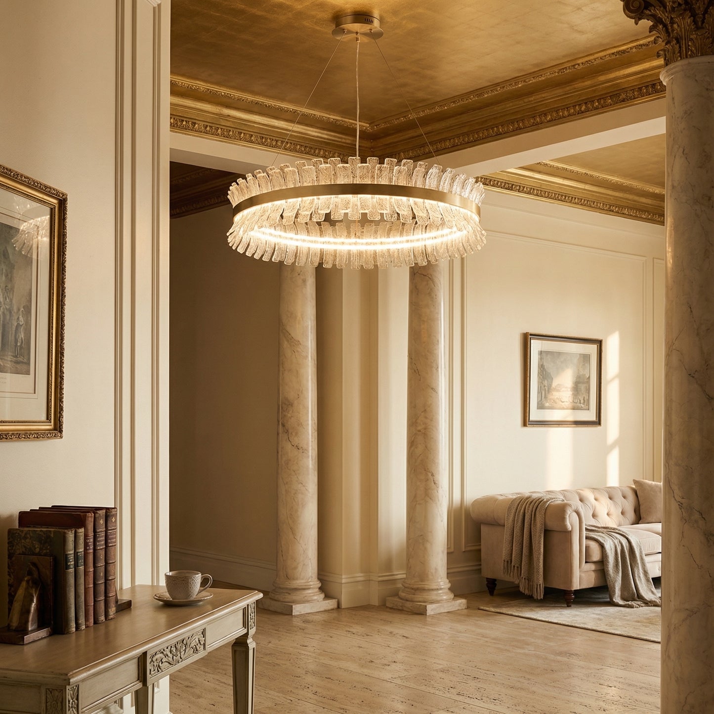 Yiosi Corset Glow Glass Pendant Light 39" - scene-3