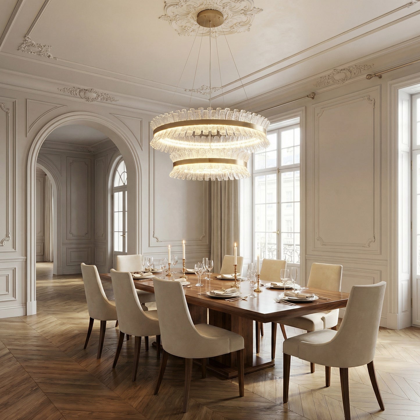 Yiosi Corset Glow Nested Glass Pendant Light 39" - scene-2