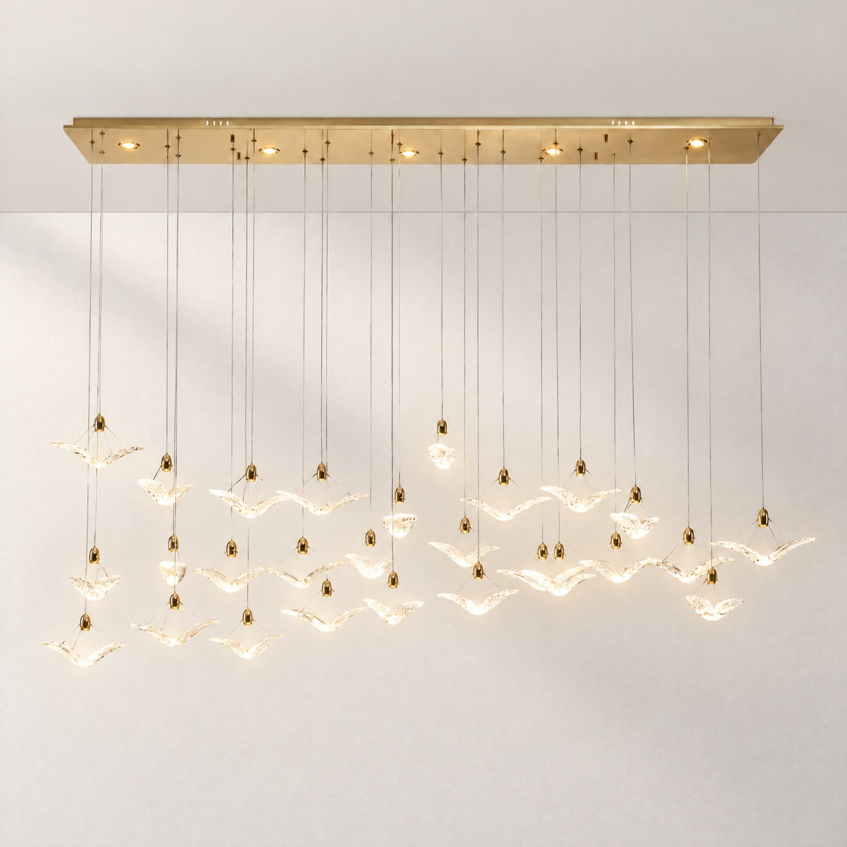 Crane Cascading Linear Glass Chandelier