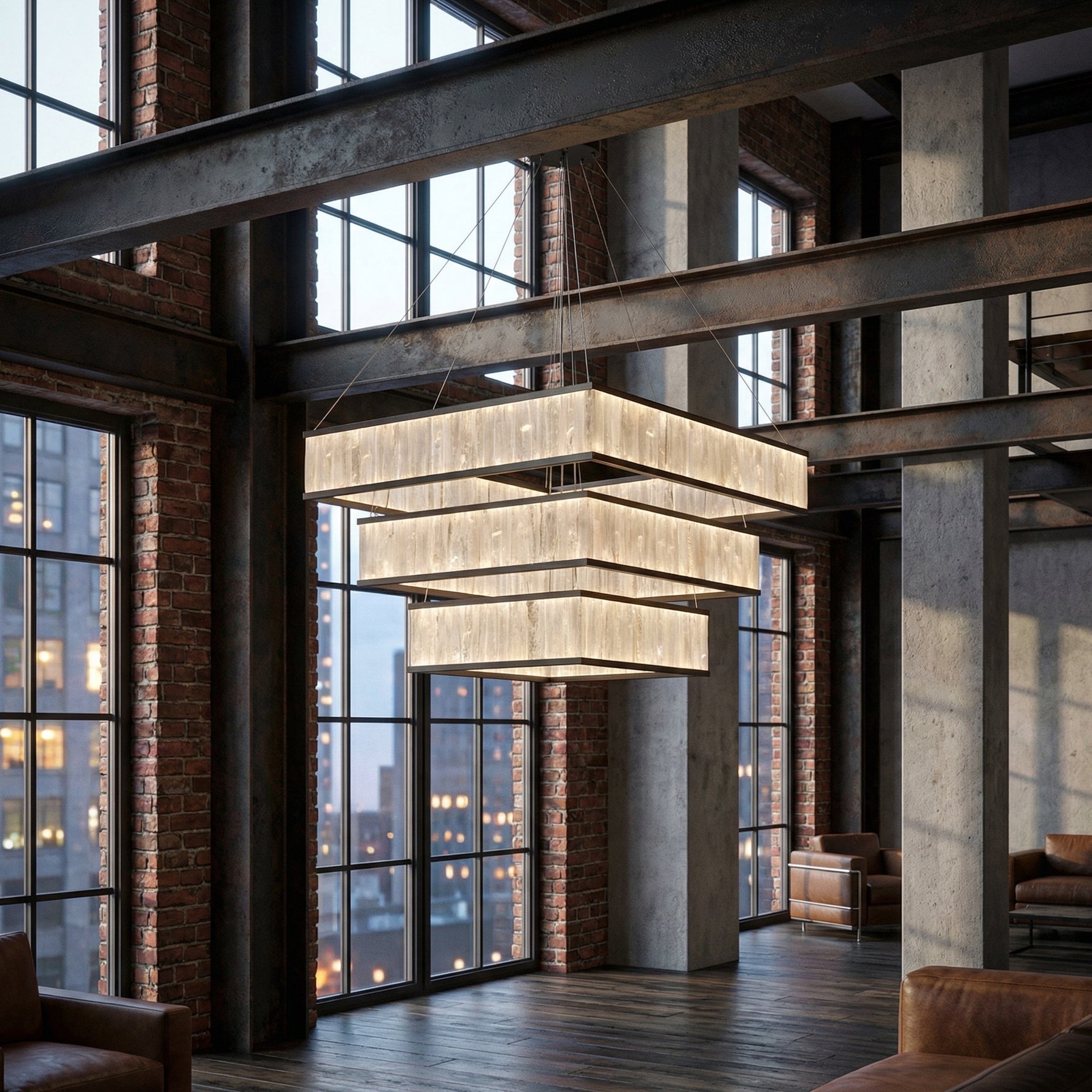 Yiosi Crystara 3-Tier Nested Metal Pendant Light - scene-2