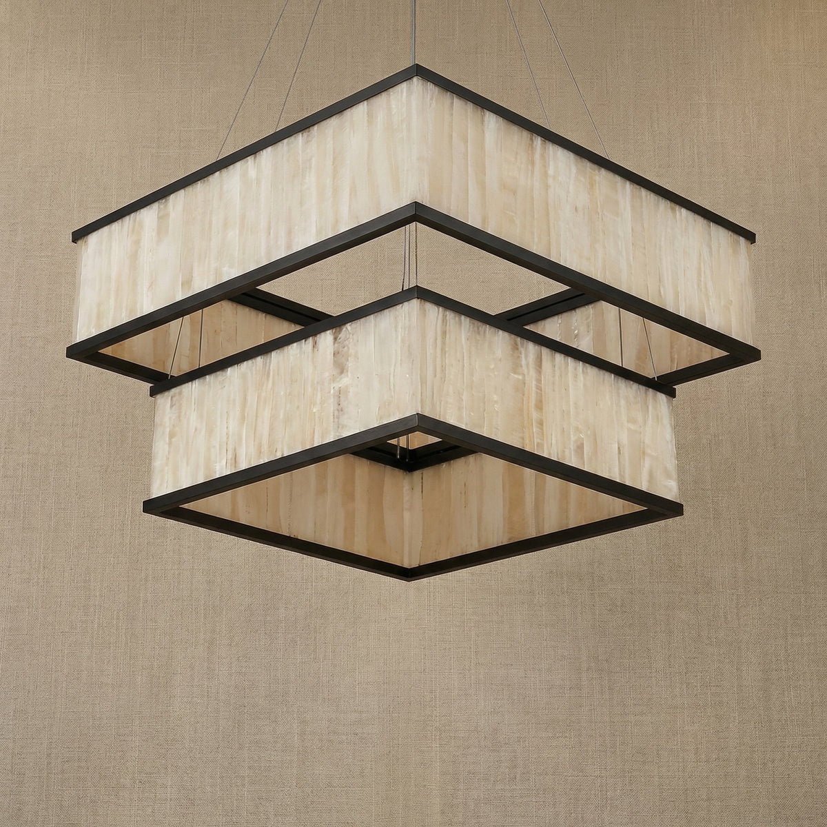 Yiosi Crystara Natural Stone Pendant Light 24" - dark