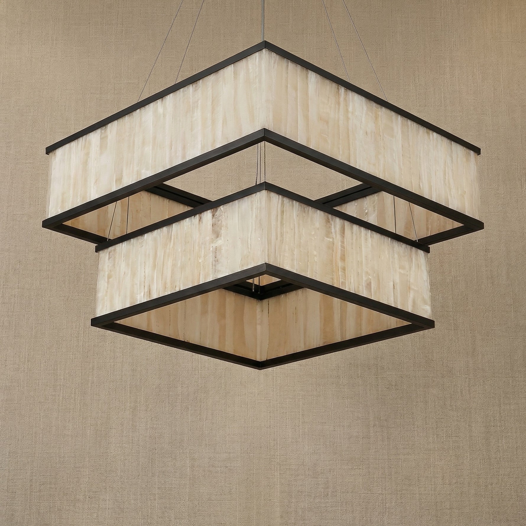 Yiosi Crystara Natural Stone Pendant Light 24" - dark