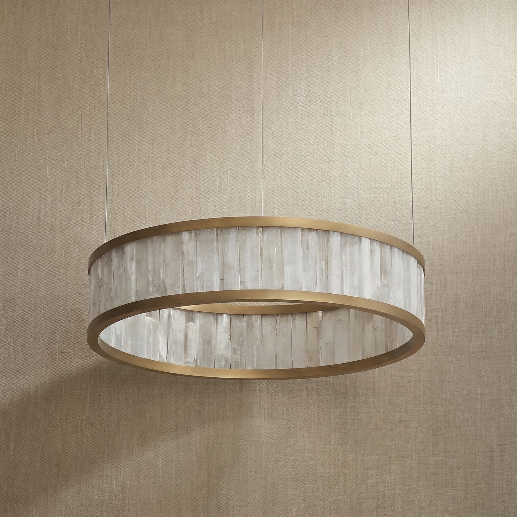 Yiosi Crystara Natural Stone Pendant Light 39" Style A - dark