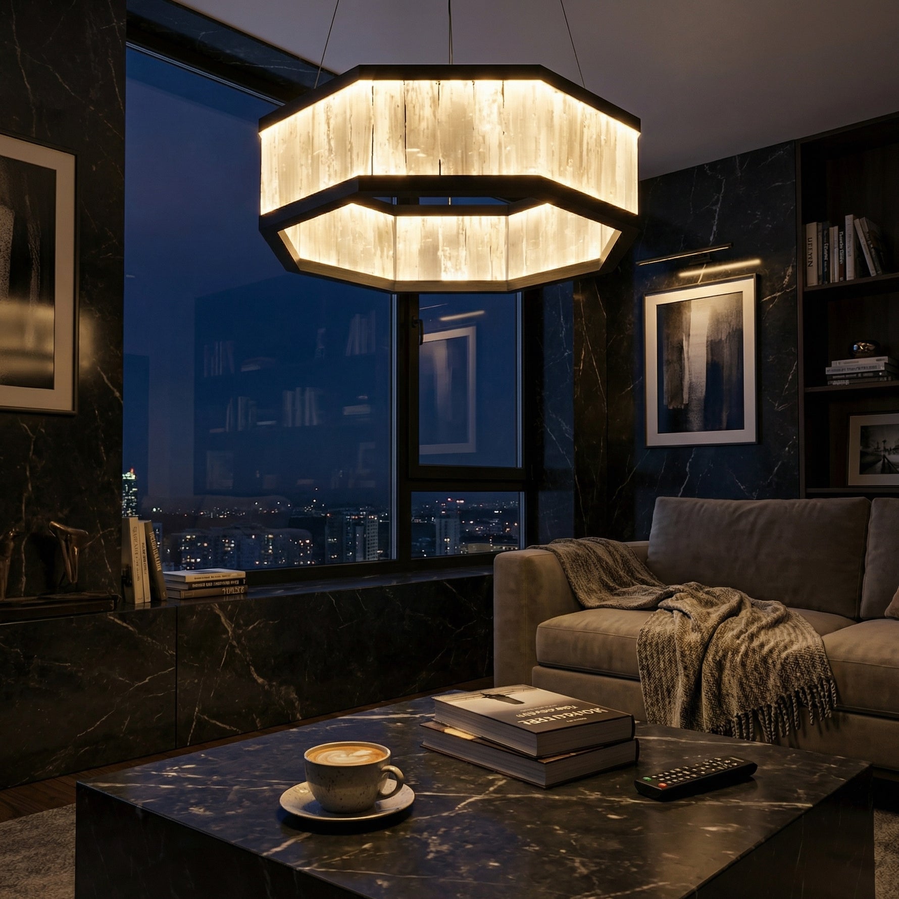 Yiosi Crystara Natural Stone Pendant Light 39" Style A - scene-3