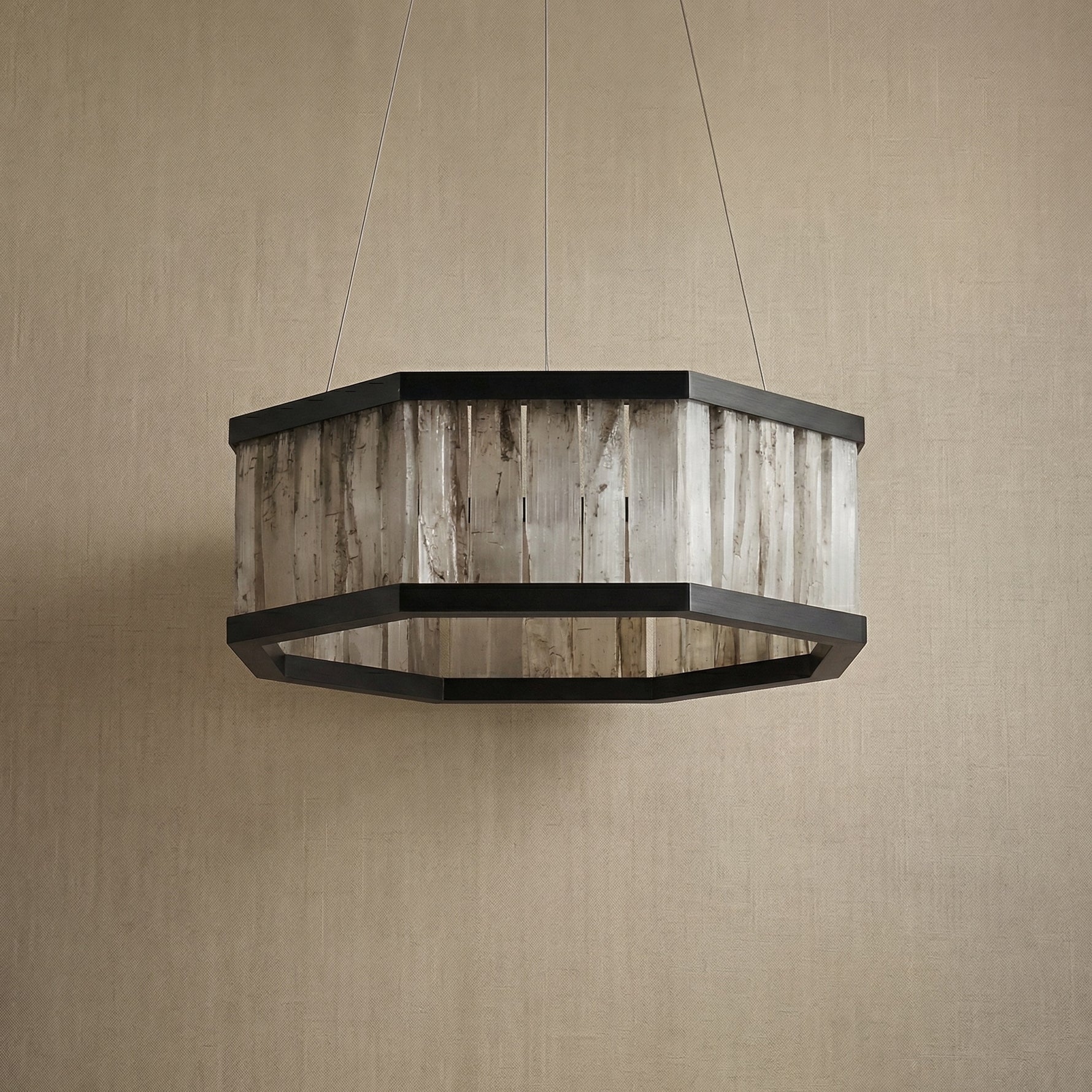 Yiosi Crystara Natural Stone Pendant Light 39" Style A - dark