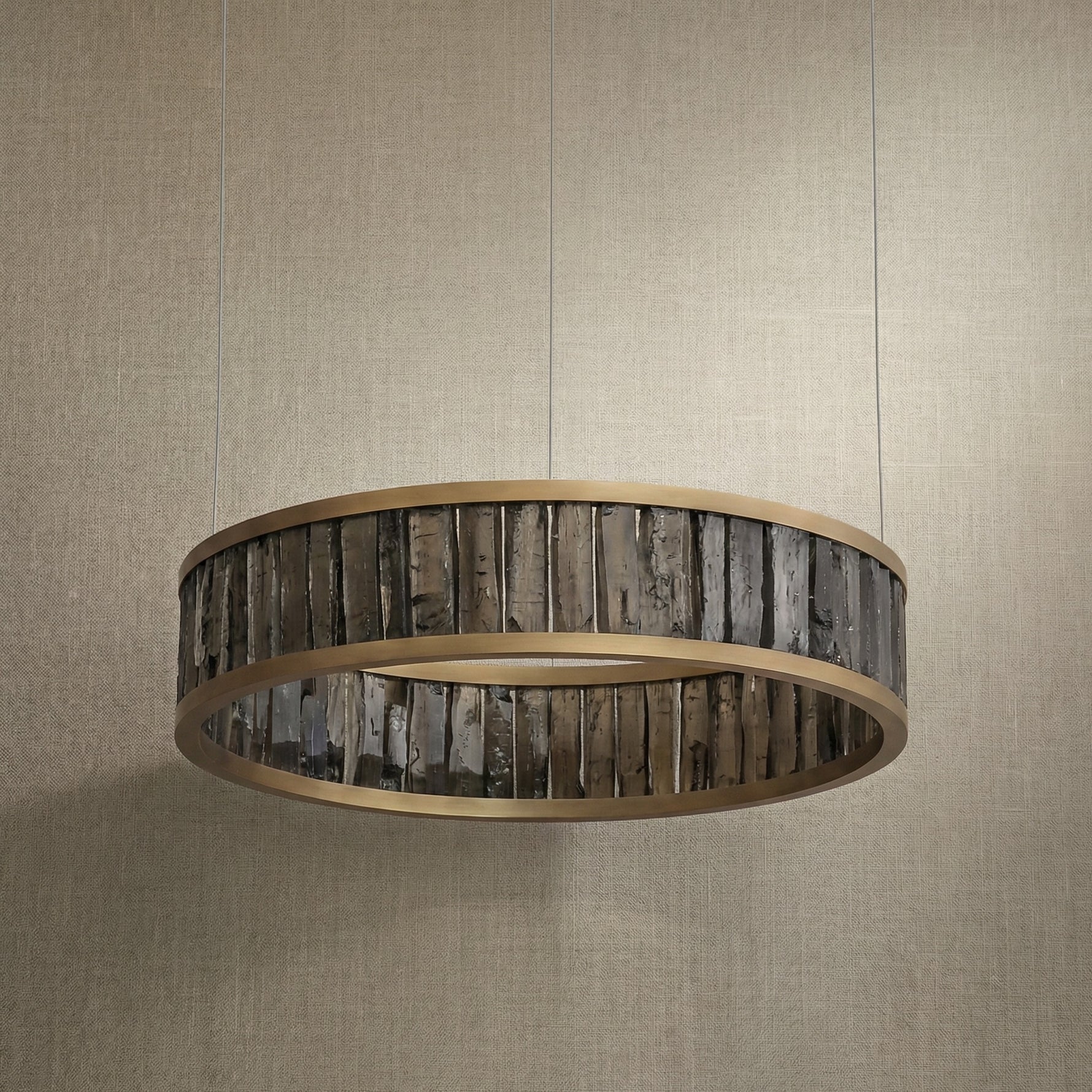 Yiosi Crystara Natural Stone Pendant Light 39" Style A - dark