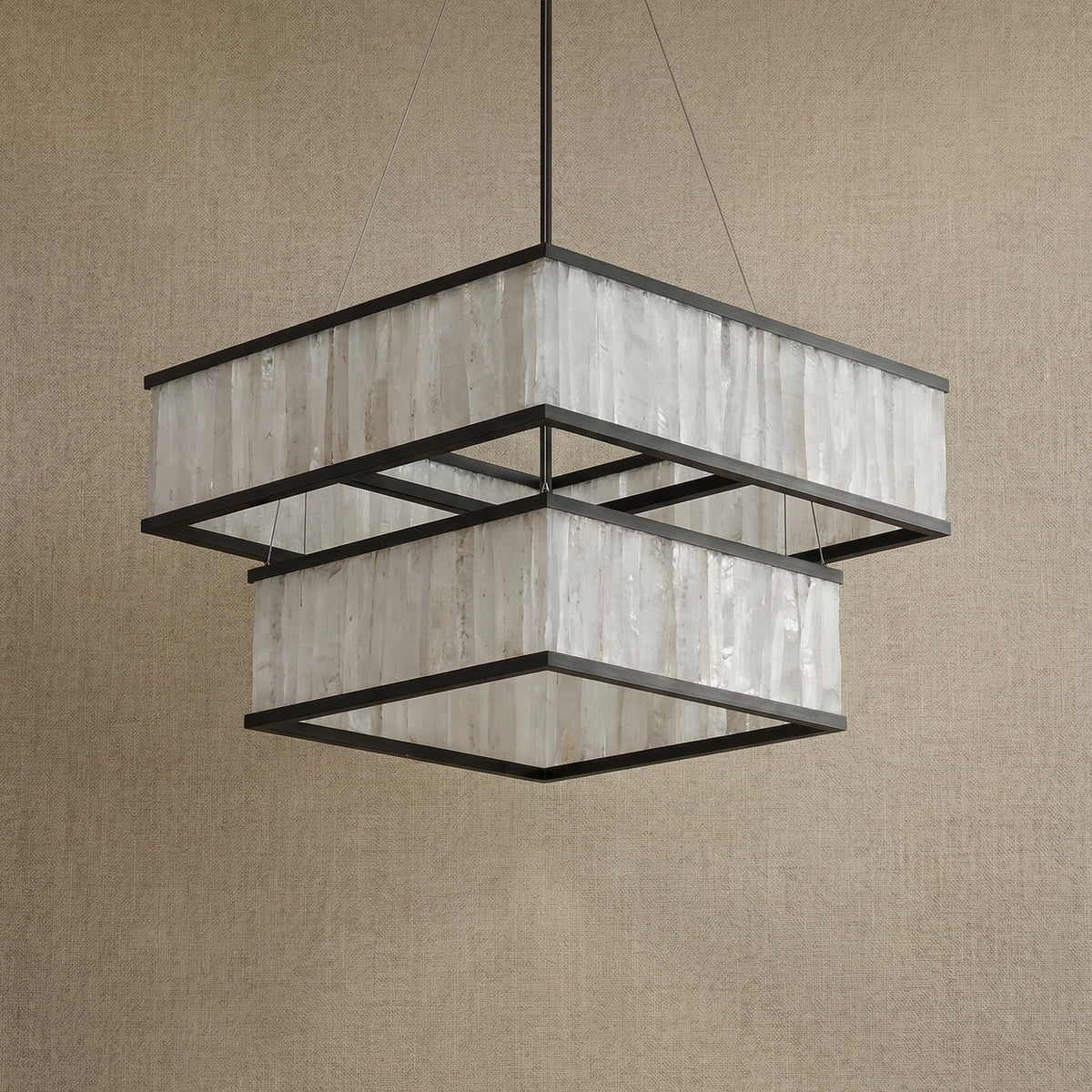 Yiosi Crystara Natural Stone Pendant Light 39" Style B - dark