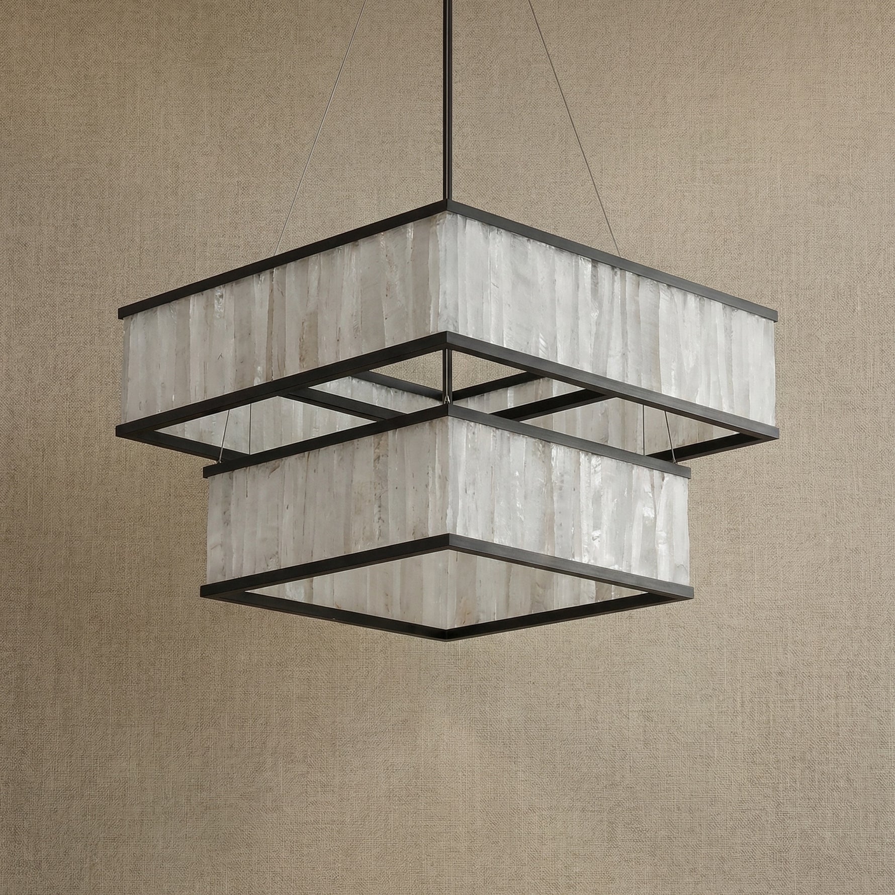 Yiosi Crystara Natural Stone Pendant Light 39" Style B - dark