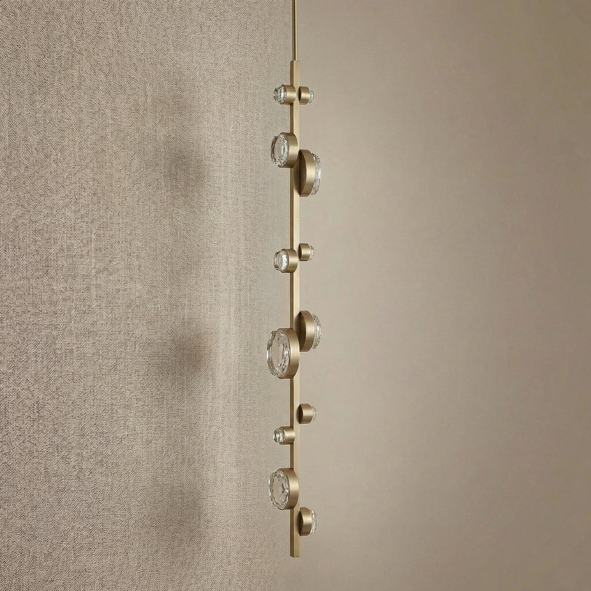 Yiosi Eclipse K9 crystal linear chandelier with polished chrome finish — modern dining pendant