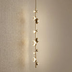 K9 crystal drops detail close-up — Yiosi Eclipse modern linear chandelier