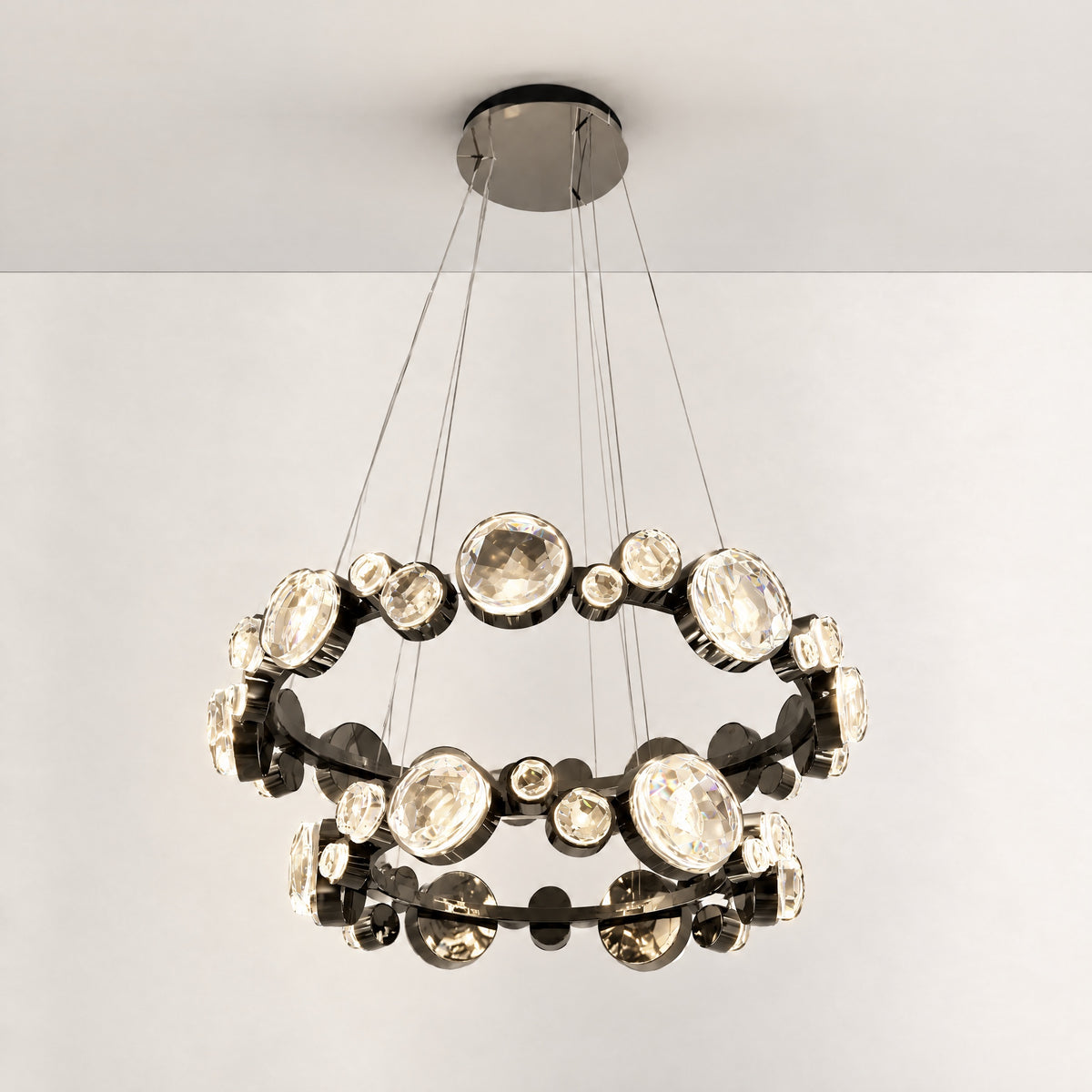 Eclipse Two Ring Modern Crystal Chandelier