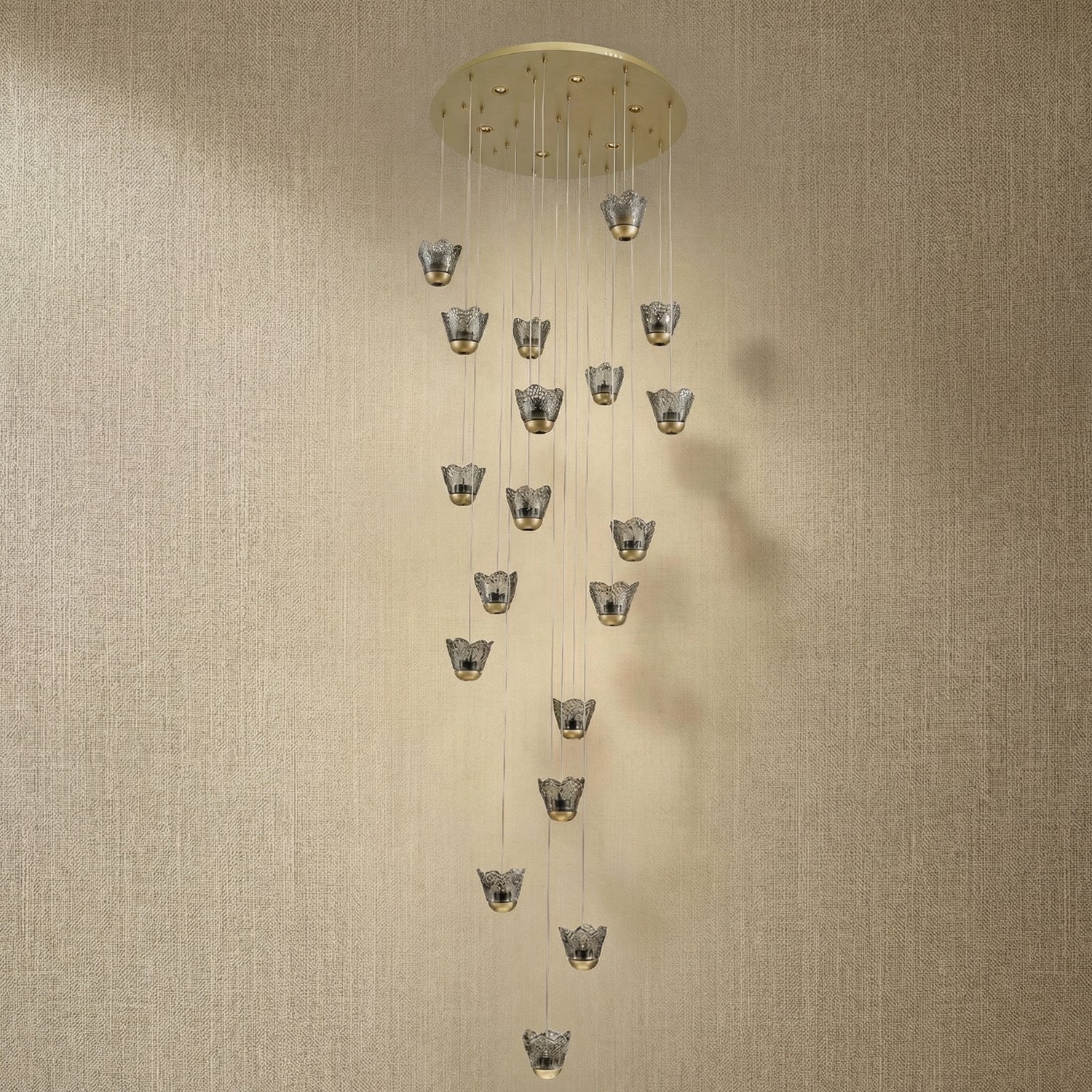Yiosi Flowers Cascading Glass Pendant Light - dark